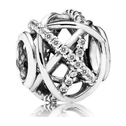 Genuine 925 Sterling Silver Bead Sparkling Galaxy Openwork Beads Charm Fit Pan Women Bracelet & Necklace Diy Jewelry