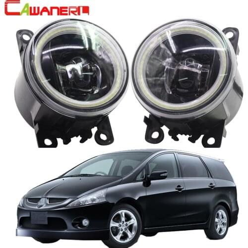 Cawanerl 2 Pieces Car 4000LM LED Fog Light Angel Eye DRL Daytime Running Light 12V For Mitsubishi Grandis NA_W MPV 2004-2011