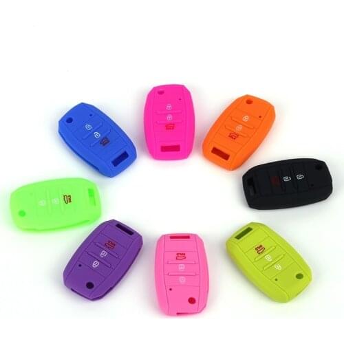 Silicone Car Key Cover Case for KIA Rio Sportage 2015 Ceed Sorento Cerato K2 K3 K4K5 3 Button Flip Key Cover Case Remote