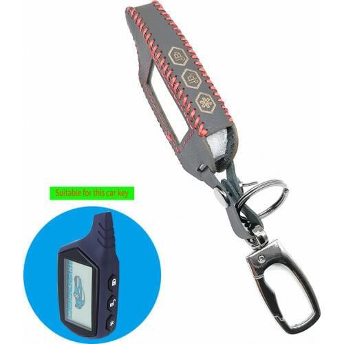 A 91 2-Way Leather Key Case Cover For Vehicle Safety In Two Senses Car Alarm System Russian Version Starline A91 Fob Keychain