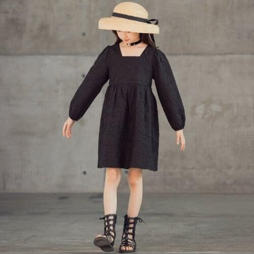 Children Autumn Dress Kids Dresses for Girls Fashion Embossing 2021 New Baby Teenage Clothes with Cotton Lining 6 To 16 Y,#6412