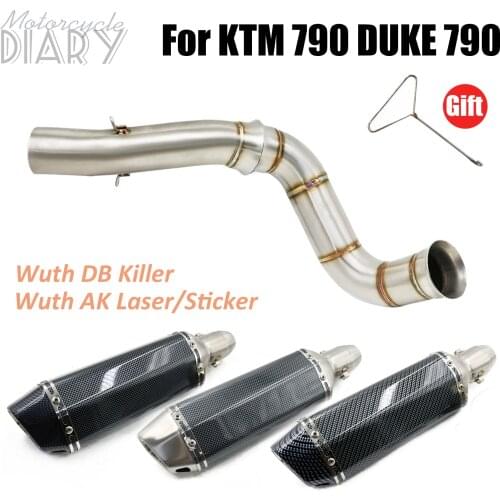 For KTM 790 DUKE KTM790 51mm Motorcycle Exhaust Modified Escape Moto DB Killer Silencer AK Laser Racing Middle Link Pipe PitBike