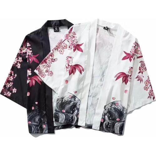 New loose Japanese Fashion Style Kimono for Adult Traditional Haori Clothing Print Chinese Dragon Thin Samurai Men Women Robes