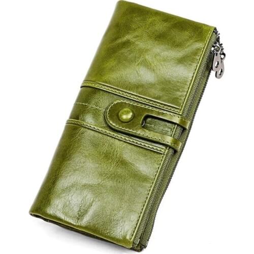 RFID Wallet Women Hasp Zipper Walets Genuine Leather Female Purse High Quality Cow Leather Long Womens Wallets Ladies Clutch