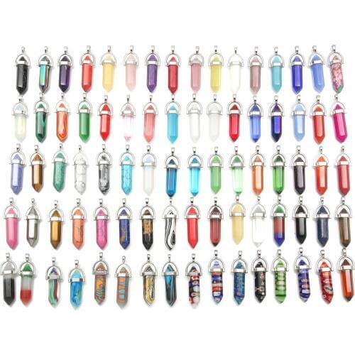 Bullet Shape Natural Stone Pendant Real Purple Crystal Men Women Chakra Gem Stones Quartz Pendants DIY necklace accessories