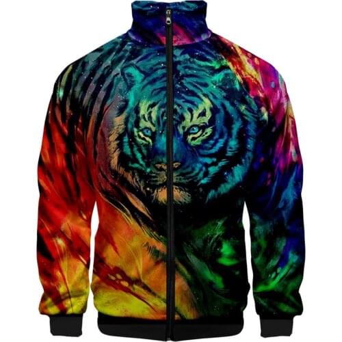Newest 3D Printed Tiger Hip Hop Stand Collar Zipper Jacket Women/Men Long Sleeve Jackets Streetwear Animal Sweatshirt Clothes