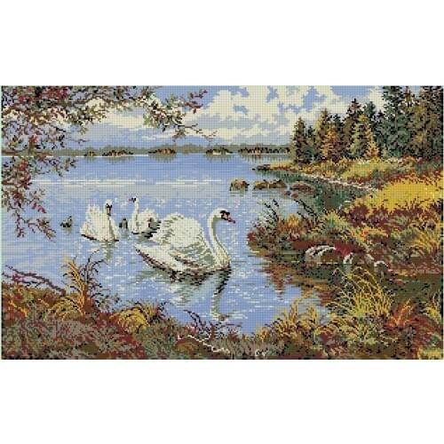 FREE delivery Top Quality lovely beautiful counted cross stitch kit swan swans in lake