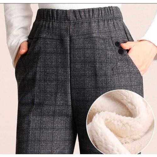 2021 Women Winter Elegant Legging Female Print Elastic Waist Warm High Waist Thick Velvet Leggis Lady Casual Plus Size Pant L297
