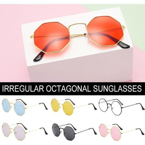 Polygon Sunglasses Men Vintage Octagon Metal Sunglasses for Women Luxury Brand Goggle Sun Glasses Ladies Gafas De Sol