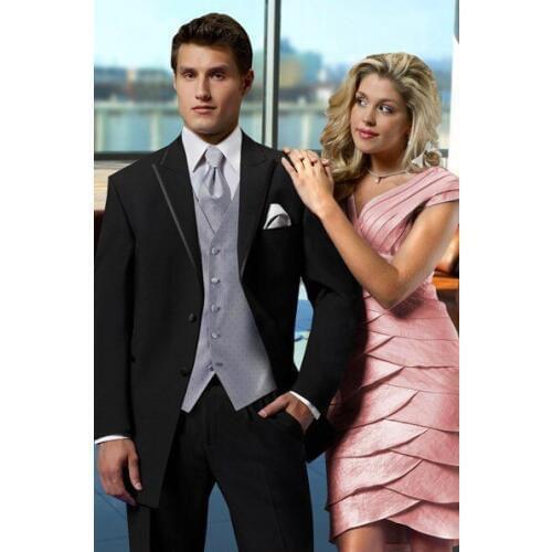 Fashion 2015 men wedding suit coat big size popular grey/black color men career suits working office business suits