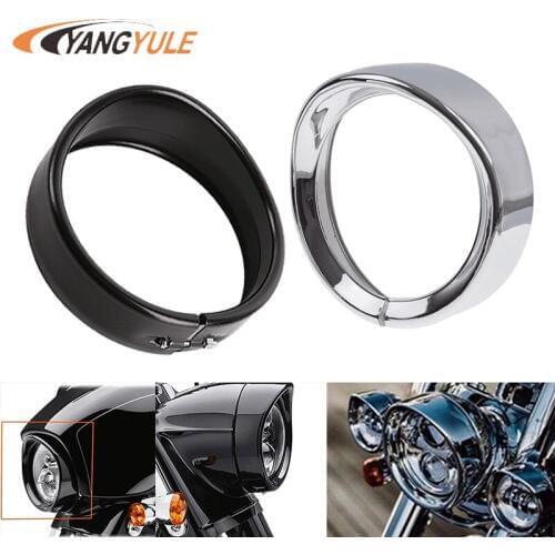 7inch black/Chrome Headlight Headlamp Trim Ring 4.5 inch Fog Light Trim Ring For Touring Road King Electra Glide