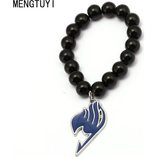 New Anime Jewelry Fairy Tail Pendants Beads Bracelet Logo Chain Charm 5 Colors Bangle Glass Metal Accessory Men Women Gift