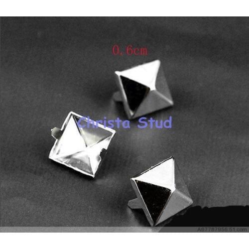 Wholesale Price 1000pcs/lot 6mm Silver Pyramid Studs Iron Prong Rivet 4 Claw Square Spikes DIY Handmade Garment Accessory