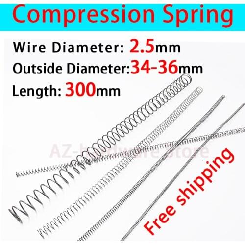 Compressed Spring Pressure Spring Wire Diameter 2.5mm, Outer Diameter 34mm-36mm, Length 300mm Release Spring Return Spring 1 Pcs