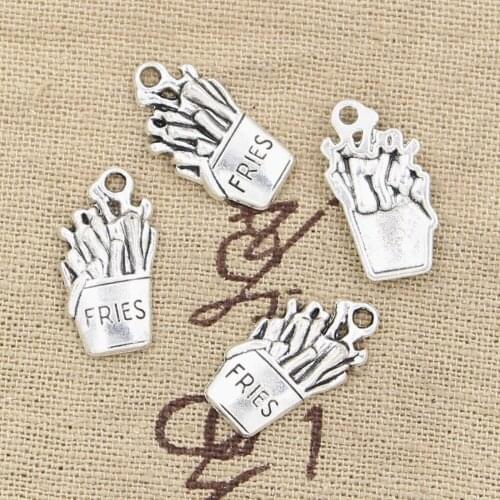 30pcs Charms French Fries 19x10mm Antique Silver Color Plated Pendants Making DIY Handmade Tibetan Silver Color Jewelry
