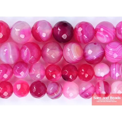 Natural Stone Faceted Rose Stripe Agates Beads 4.6,8,10,12mm pick size for Bracelet Necklace making RSB01