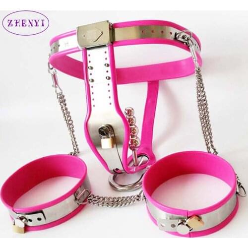 Stainless Steel Female Chastity Device Belt Set Lock Pants Thigh Ring Anal Plug Sex Toys For Women BDSM Slave Bondage Sex Shop
