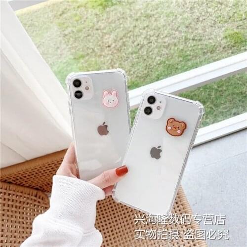 Transparent Shockproof TPU 3D Cartoon Bunny Phone Case for VIVO V20 SE Pro V17 Neo Y11 Y17 Y91C Y50 Y20 Y12S Y52S Y72 Y70 Y51A