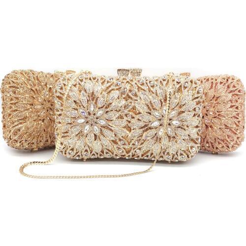 Bee In Fly Luxury Hollow Out Hand Inlaid Diamond Sunflower Evening Bag For Girl Birthday Gifts Crystal Bags