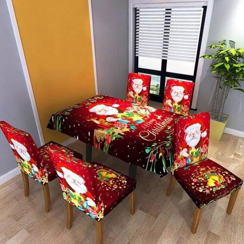 Christmas Santa Removable Stretchy Chair Cover Mat Tablecloth Xmas Decoration Fashion Modern Style Home Textile
