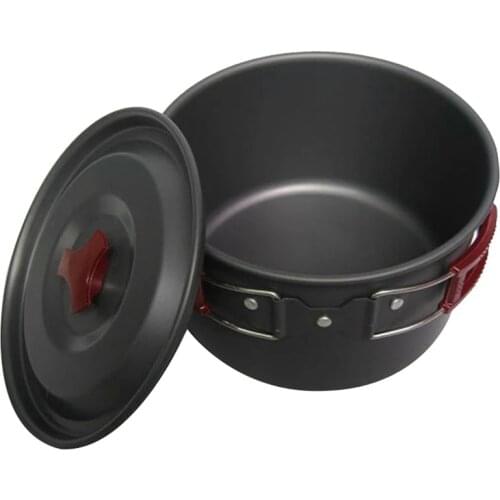 3L Aluminum Alloy Folding Handle Outdoor Camping Pot Cooking Camping Cookware Hiking Picnic Tableware Equip Portable Single Pan