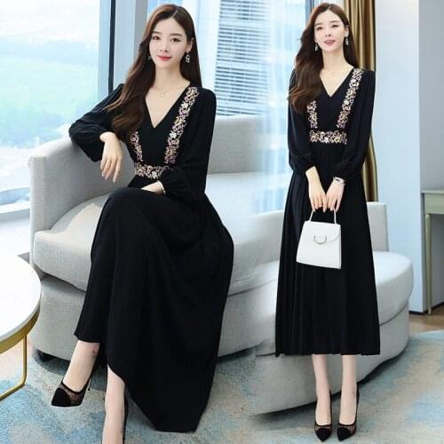 Vintage Dresses 2021 Spring And Autumn Womens New Style Chinese Ethnic Embroidery Flower Mid Length Slim Retro Dress ZH1676