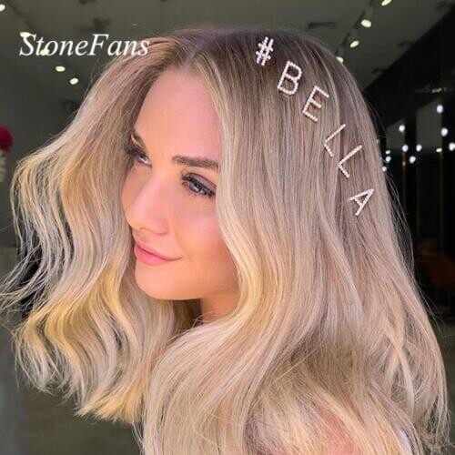 Stonefans Crystal Custom Hair Clip Word Letter for Women Elegant Metal Bobby Pins Rhinestone Hair Clips Letters Hair Jewelry Diy