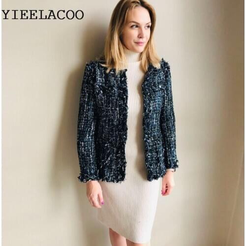 Womens Jacket holiday Sequins flash fabric Autumn / Winter Jacket Tweed Long Sleeve Business ladies One Piece Jacket Coat