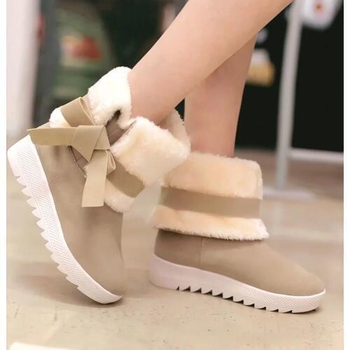 Winter New Women Snow Boots Sweet Fashion Plush Ladies Winter Snow Boots Fur High Quality Female Suede Boots