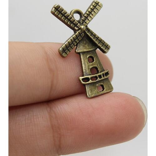 15pcs--27X16mm Antique Bronze tone Dutch windmill Charms pendant
