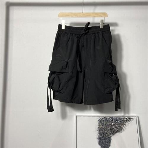 2021 summer mens fashion brand large pocket work clothes on both sides, Harlan pants, shorts, personality streamer, youth Capri