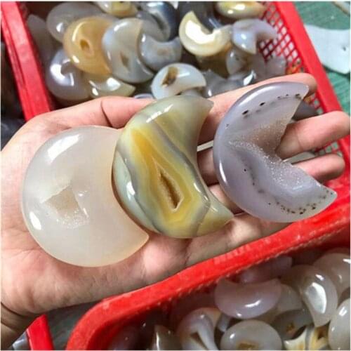 Agate Moon Natural Crystal Hand Made Gemstones For Healing Reiki