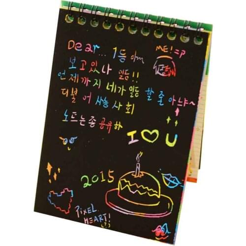 10 Pages/1 Book Colorful Dazzle Scratch Note Sketchbook Paper Graffiti DIY Coils Drawing Book Color Random