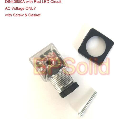 Free Shipping 10PCS/LOT DIN43650A Transparent Connector 2+1 GND with RED LED Circuit AC Voltage