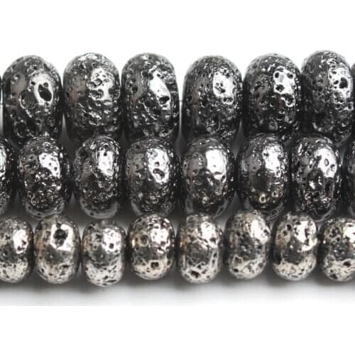 6/8/10 mm Natural Black Hematite Stone Beads Rondelle Loose Spacer Beads for Accessories Jewellery Making Bracelet 15 ''/Strand