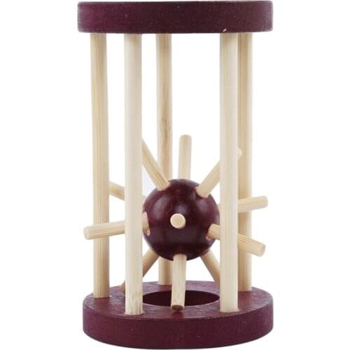 Wooden Intelligence Lock Take Out Spiked Ball Brain Teaser For Kids Adults Puzzle Toy Office Desk Decor