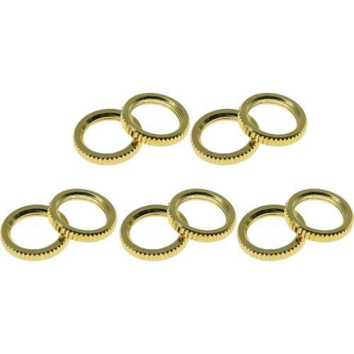 Dopro Pack of 10 USA Spec 15/32" Fine Knurled LP Guitar Toggle Switch Nut For Switchcraft Switches Nickel/Black/Gold