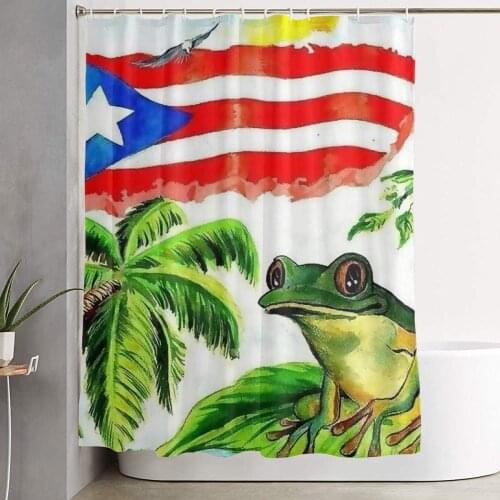 Tree Frog Puerto Rico Flag Curtains for Home Bathroom