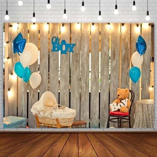 Blue Star Balloon Backdrop Boy Birthday Party Baby Shower Board Toy Bear Light Photography Background Photostudio Photozone Prop