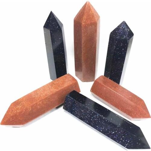 Blue Sandstone Crystal Point Mineral Ornament energesis Healing Wand Family Home Decoration DIY Gift