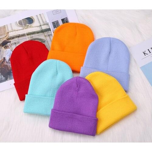 2021Hot Winter Hats for Woman Colorful Knitted Solid Cute Girls Cap Autumn Female Bonnet Unique Personality Solid Color