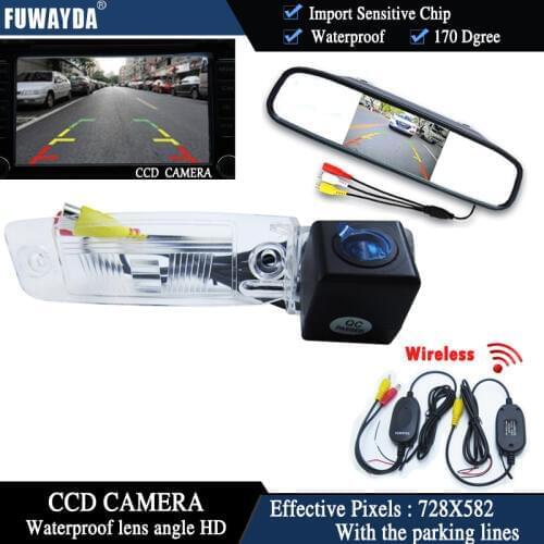 FUWAYDA Wireless Color CCD Chip Car Chip Rear View Camera for KIA SPORTAGE R 2010-2014 + 4.3 Inch rearview Mirror Monitor HD