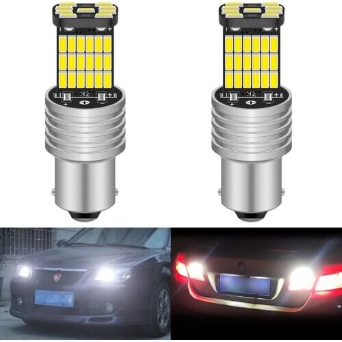 KATUR 2pcs White 850LM 1156 P21W BA15S Tail Lamp 4014 45SMD Bulb Reverse Lights With Resistor LED Lamp Turn Signals Car Leds