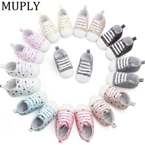 Baby Canvas Shoes For Newborn Classic Sports Sneakers Newborn Baby Boys Girls Print First Walkers Shoes Infant Toddler