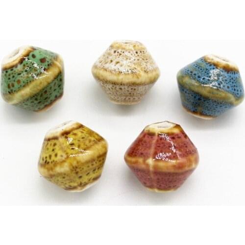 20 PCS 14*15mm Gyro Shape Ceramic Beads Handmade DIY Porcelain Beads Spacer Beads For DIY Jewelry Making