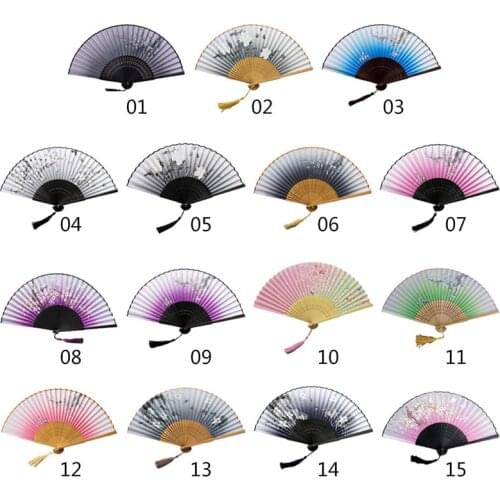 Classical Bamboo Folding Fan Chinese Style Retro Hand Home Garden Floral Printed Dance Performances New Year Gifts 2021