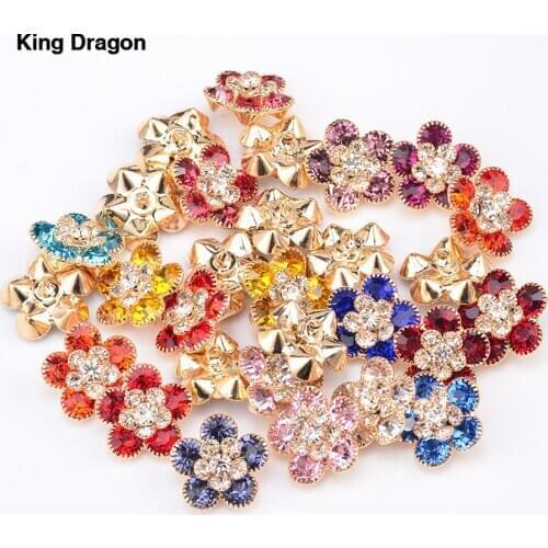 King Dragon Rhinestone Button Used On Clothes Decoration 22MM 10PCS/Lot KC Gold Color Shank Back KD593