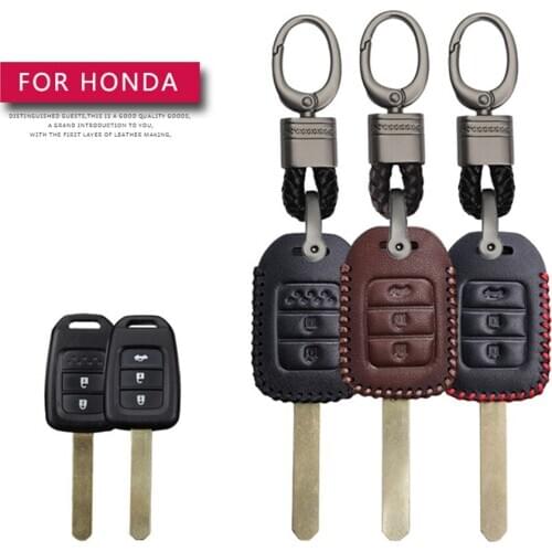 KUKAKEY Car Accessories Key Cover Case For Honda CRV Fit Civic 4d 2008 Accord 7 8 Jazz Hand-woven Smoky Grey Metal Keyring