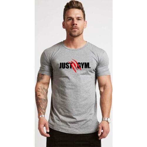 Muscleguys Fashion elasticity cotton Sporting T-shirt Men Short Sleeve Fitness T shirt Mens just gyms Bodybuilding T-shirt Tee