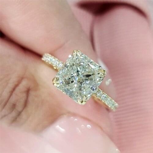 RandH Pure 14K Yellow Gold 2.0CARAT Radiant Cut Luxurious Setting Lab Grow Diamond Moissanite Wedding Anniversary Gift For Women